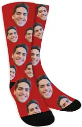 Personalized Photo Face Socks - Custom Funny Gag Gift - One size (Custom red)