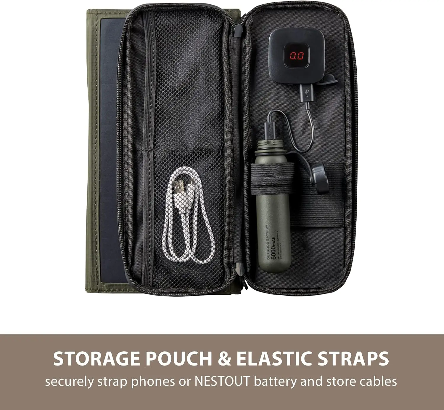 Portable Solar Panel Dual USB-A Ports 28W Power Generation Charger for Phone Camping Durable Water-Resistant Ripstop Nylon 5