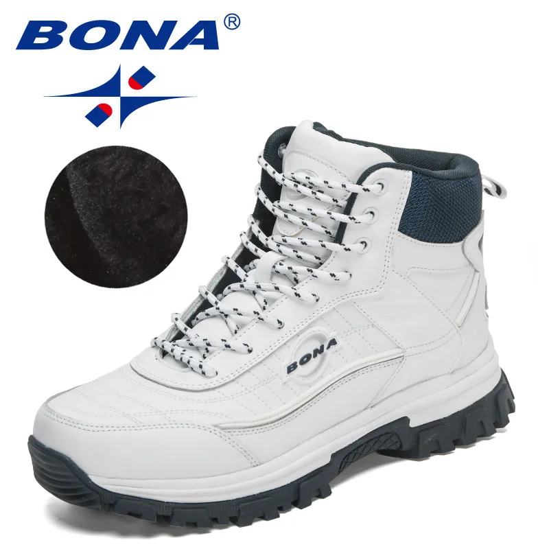 BONA-Bottes de randonnée hautes coordonnantes pour hommes, chaussures de marche courtes, chaussures chaudes en peluche, nouveau designer, NuSO k Anlke, hiver 2023