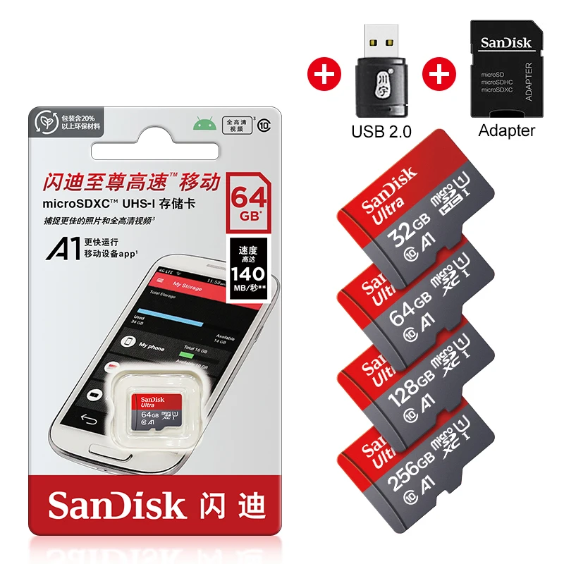 Micro SD Card Memory Card Class10 TFcard Type-C Reader 64GB Up to 120Mb/s Uitra C10 cartao de memoria 64G For Samrtphone