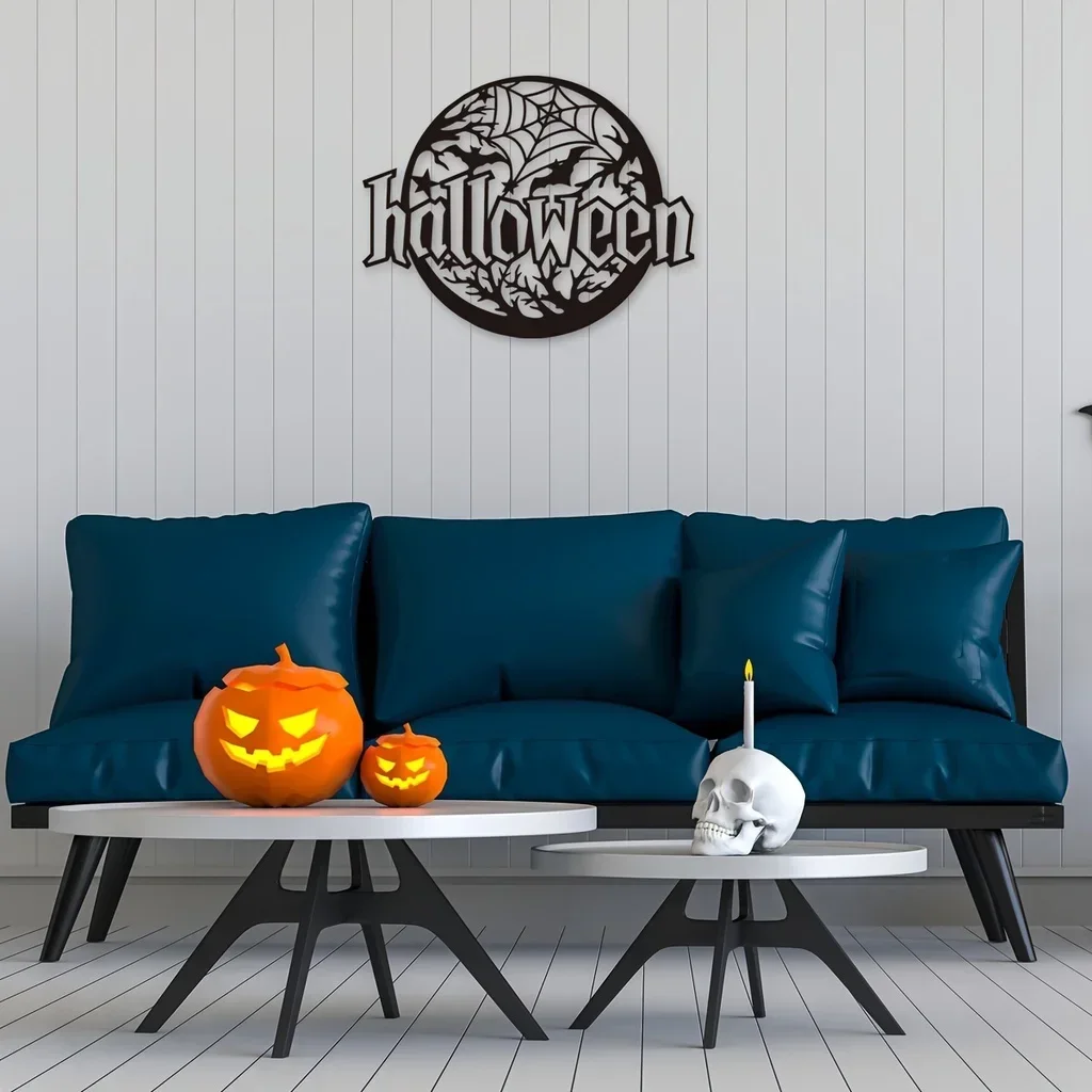 

CIFBUY Deco Metal Halloween Sign Wall Hanging Decor Halloween Yard Signs Halloween Outdoor Sign for Haunted House Livingroom Dec