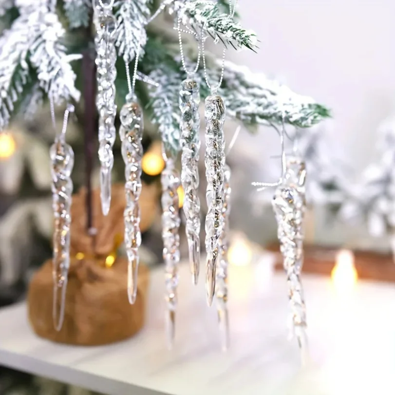 Crystal Clear Icicle Christmas Tree Ornaments (12/24/36 pcs) 6