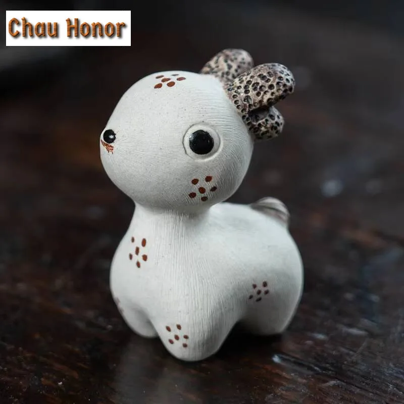 Little Reindeer Raw Ore Purple Sand Tea Pet Creative Tea Figurine Tea Statue Tea Ceremony White Tea Tea Services Equipment Gift