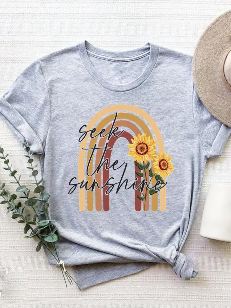 Short Sleeve Graphic T-shirt Women Summer Clothes Clothing Flower Sweet 90s Style Print T Shirt Fashion O-neck Tee Top
