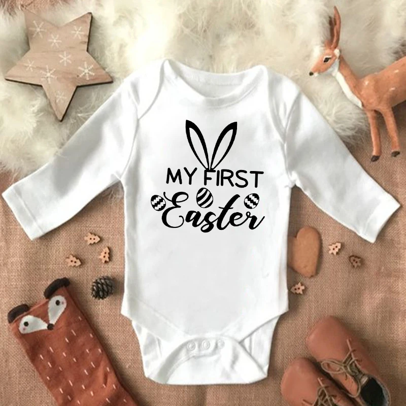 My 1st Easter Newborn Baby Spring Summer Rompers Infant Body Long Sleeve Rabbit Jumpsuit Easter Outfits Toddler Boy Girl Clothes 3