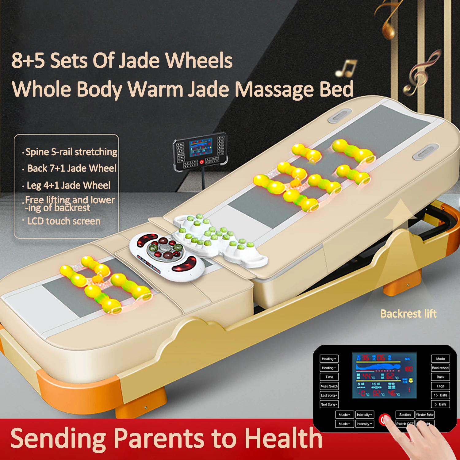 Massage Bed Hot Heated Portable Korea Cheap Nuga Best LCD Automatic Electric Rolling Thermal Jade Stone Massage Bed Sofa Chair 2