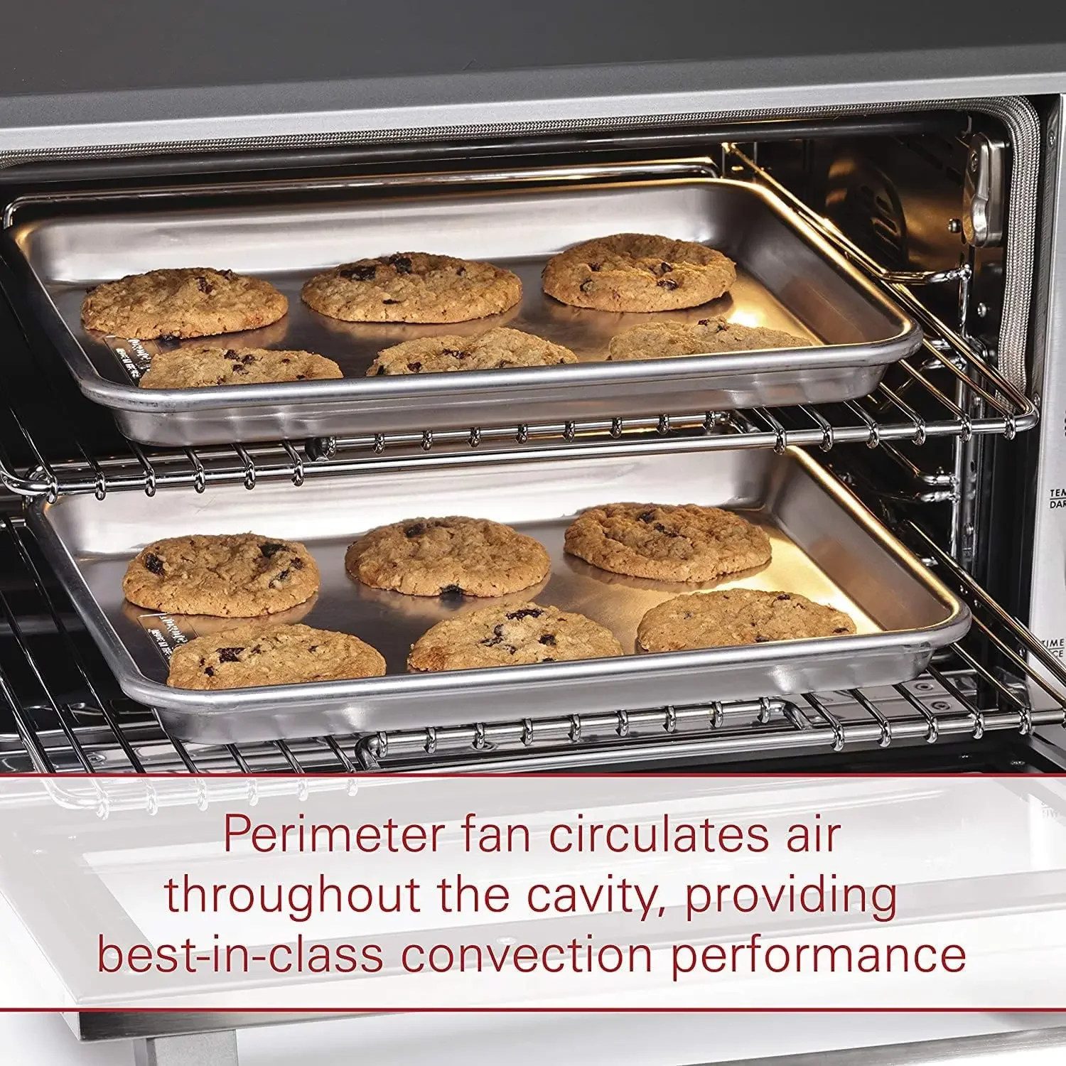 Wolf Gourmet Elite Digital Convection Toaster Oven with Temperature Probe, Stainless Steel and Red Knobs 4