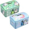 2 Pcs Kids Money Bank Creative Cartoon Unicorn Piggy Bank Adorable Saving Jar With Lock Iron Storage Box Home Decor Money Boxes 5