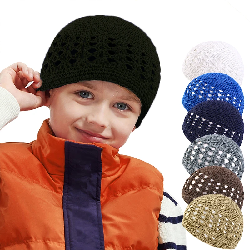 Kufi 모자 남녀공용 솔리드 코튼 기도 모자, 이슬람 비니, Kufi 모자, 수제 겨울 따뜻한 장식 액세서리, 신제품
