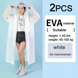 Waterproof Hooded Rain Poncho (White 2pcs)