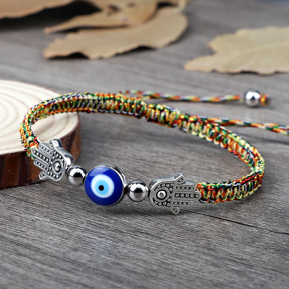 Turkish Evil Eye Braided Bracelet Red Nylon Thread Elephant Hand of Fatima Charm Couple Bracelet&Bangle Chain Pulsera Jewelry 4