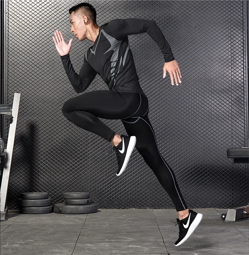 Vierteiliges Sportset für Herren, schnell trocknende Strumpfhosen für Fitnessstudio, Basketball, Laufen und Outdoor-Aktivitäten, Conjuntos De Pantalones – Detail 8