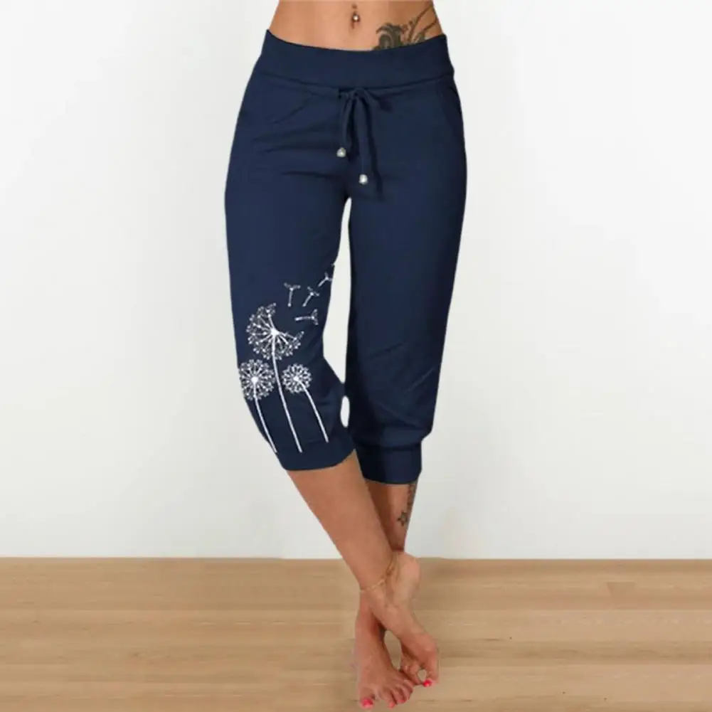 

Fabulous Summer Pants Skin-touching Women Pants Dandelion Print Women Leisure Daily Cropped Trousers Dressing Up