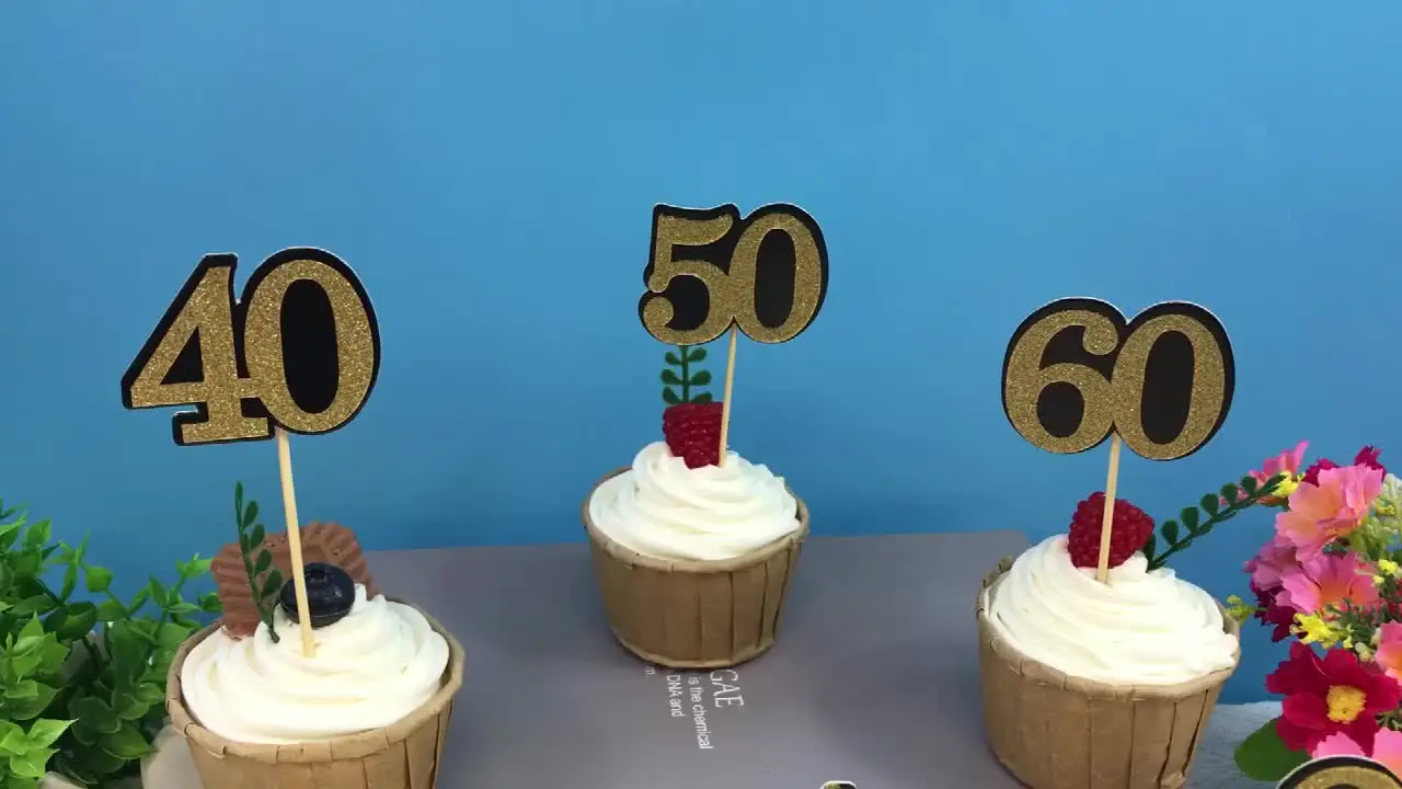 10 pz oro nero 8 21 30 40 50 60 anni adulto buon compleanno decorazione  festa anniversario 30th 40th Birthady forniture per torte - AliExpress, image size:1280x720