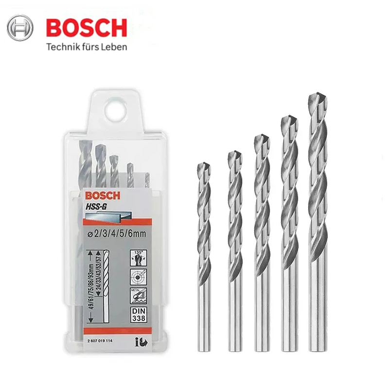 Bosch Metal Drill Bits HSS-G 5Pcs 2/3/4/5/6mm Accurate and Stable