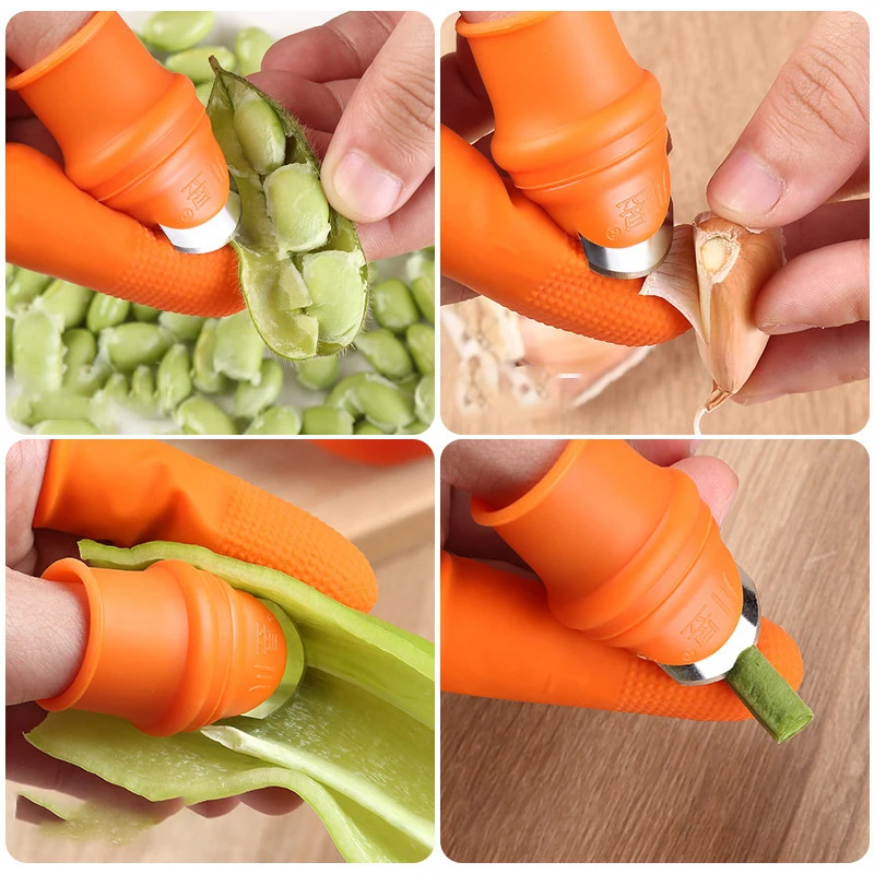 Finger Protector Finger Guard Silicone Thumb Knife Protector Gears Cutting Vegetable Harvesting Knife Pinching Plant Blade Scissors Gloves