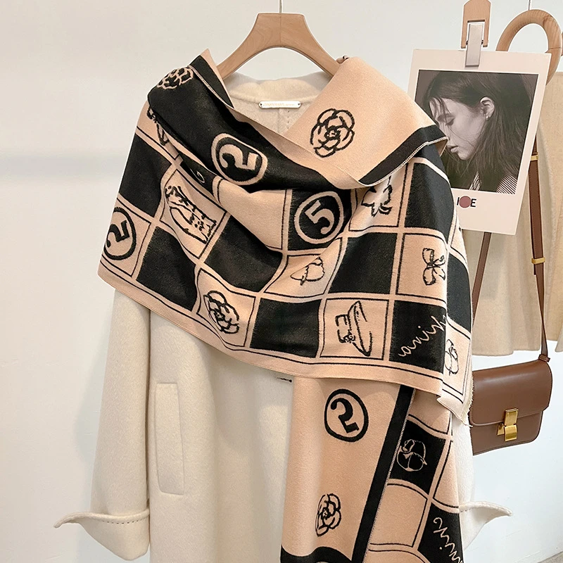 2023 Autumn and Winter New Luxury Deisgn Scarf Women Outdoor Keep Warm Imitated Cashmere Shawl Soft Thcick Scarf Lady 180*65cm 2023 autumn and winter new imitated casmhere scarf women outdoor keep warm large shawl soft printed fashion scarf lady 180 65cm