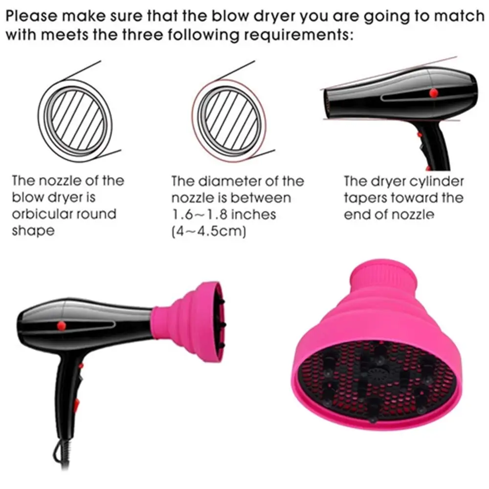 Hair Dryer Diffuser Universal Silicone Adjustable Temperature Resistant