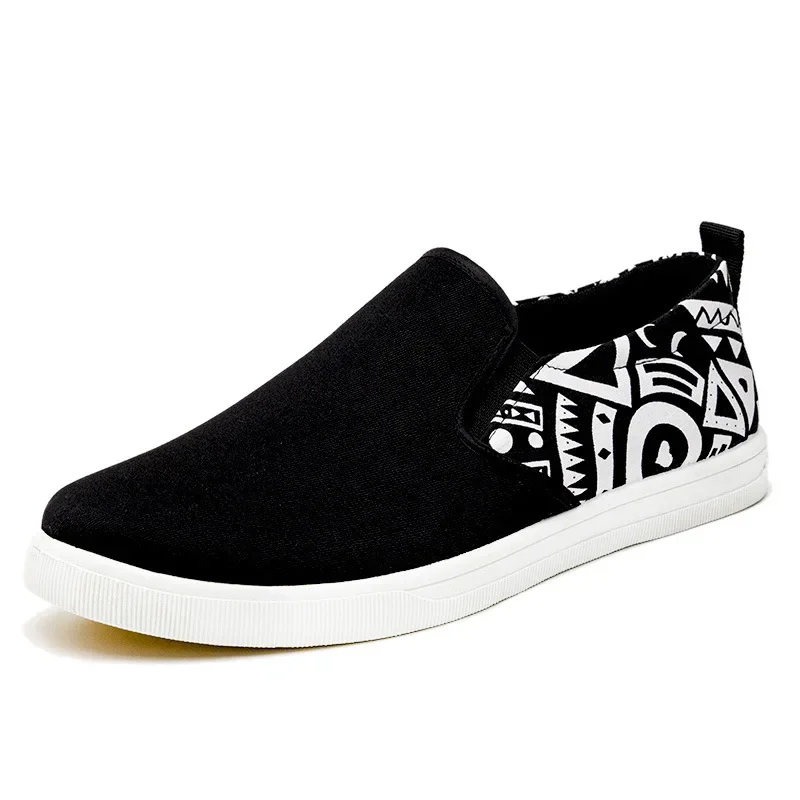 Loafers Men Slip-on Flat Shoes Casual Shoes Breathable Snekaers Man Fashion Graffiti Canvas Shoes Board Shoes Zapatos De Deporte 6