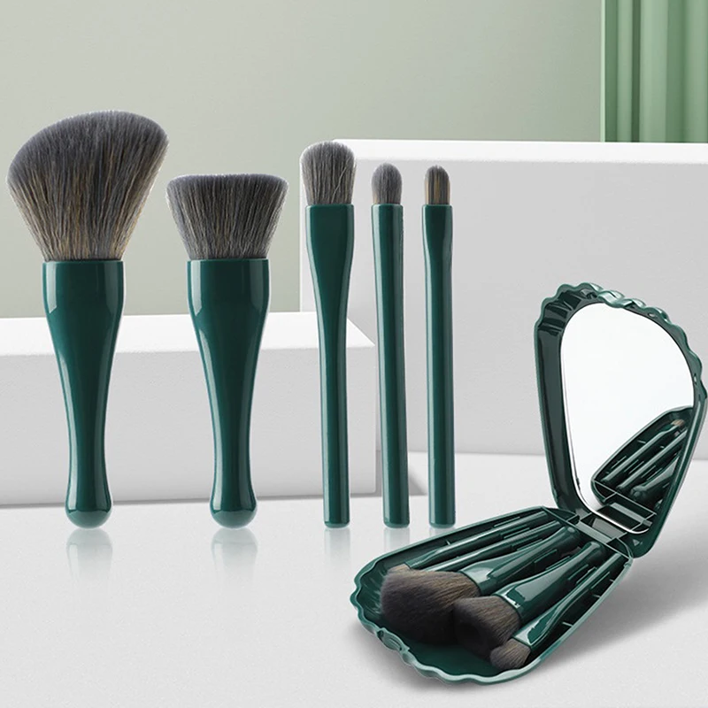 

Набор кистей для макияжа в виде ракушек, 5 шт., с зеркалом, Кисть для макияжа, пудры, теней, хайлайтера, основы, мягкая кисть, инструмент для красоты