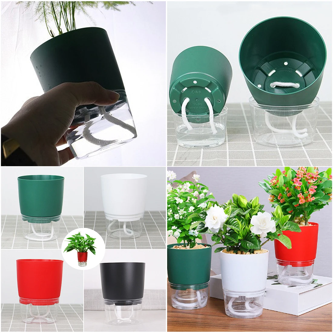 

Lazy Self-watering Flowerpot Automatic Water Absorption Succulent Aquaculture Transparent Round Plastic Hydroponic Flowerpot