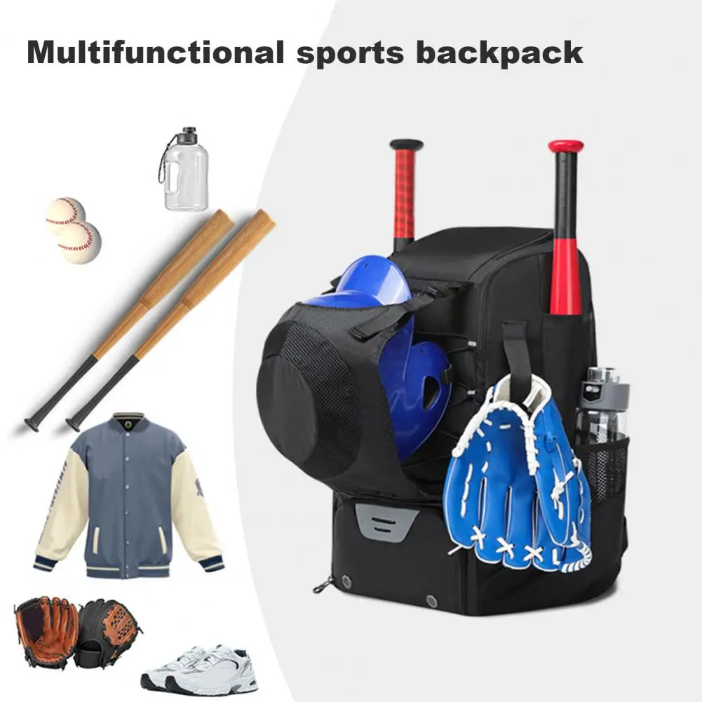 Baseball Bag Durable Zipper Design Oxford Cloth Baseball Backpack with Shoe Compartment Waterproof Bat Bag for Sports