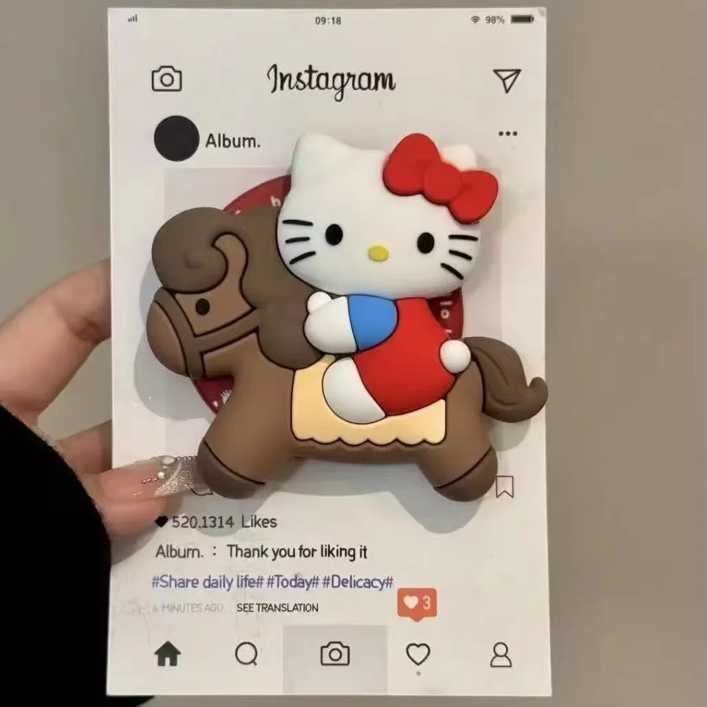 귀여운 실리콘 산리오 헬로 키티 마그네틱 폰 스마트톡 스마트톡 스탠드 아이폰용 맥세이프 접이식 무선 충전 케이스 홀더