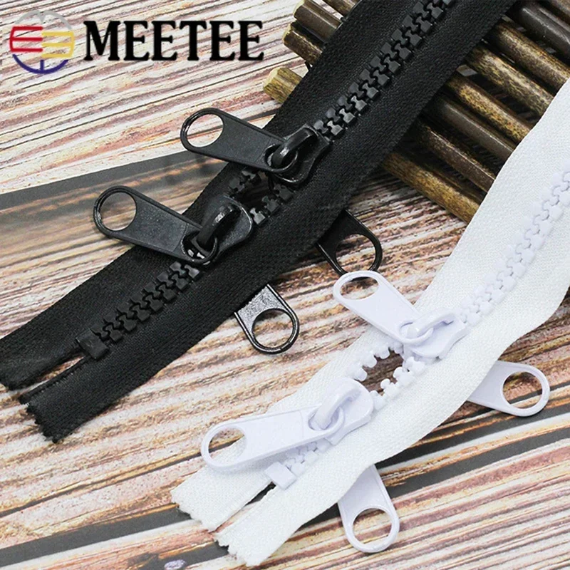 Meetee 10# Resin Zipper 100-600cm Decorative Double Sliders Close End Zip for Tent Bag Outdoor Long Zips DIY Sewing Accessories