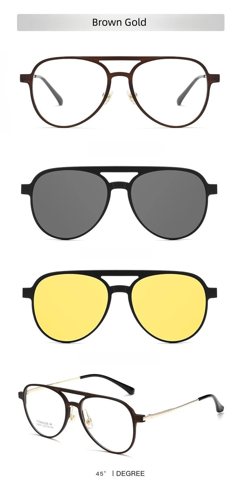 Firada Modedesign Flieger Brillen Vintage quadratische Doppels trahl Magnet Brillen Brille Rahmen für Männer t93007y – Detail 11