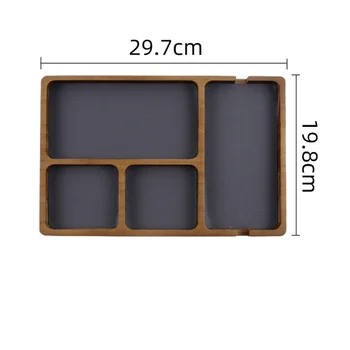 Wooden Office Desktop Storage Box with Solid Wood Grid for Glasses Mobile Phone Earphones and Sundries Wooden Storage Tray 6