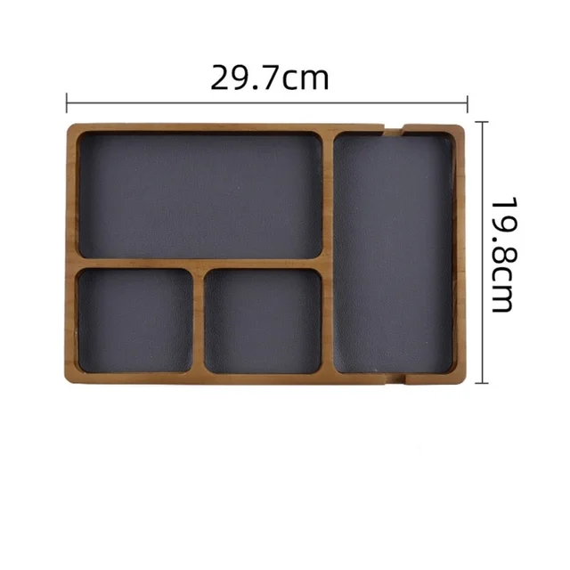 Wooden Office Desktop Storage Box with Solid Wood Grid for Glasses Mobile Phone Earphones and Sundries Wooden Storage Tray 6