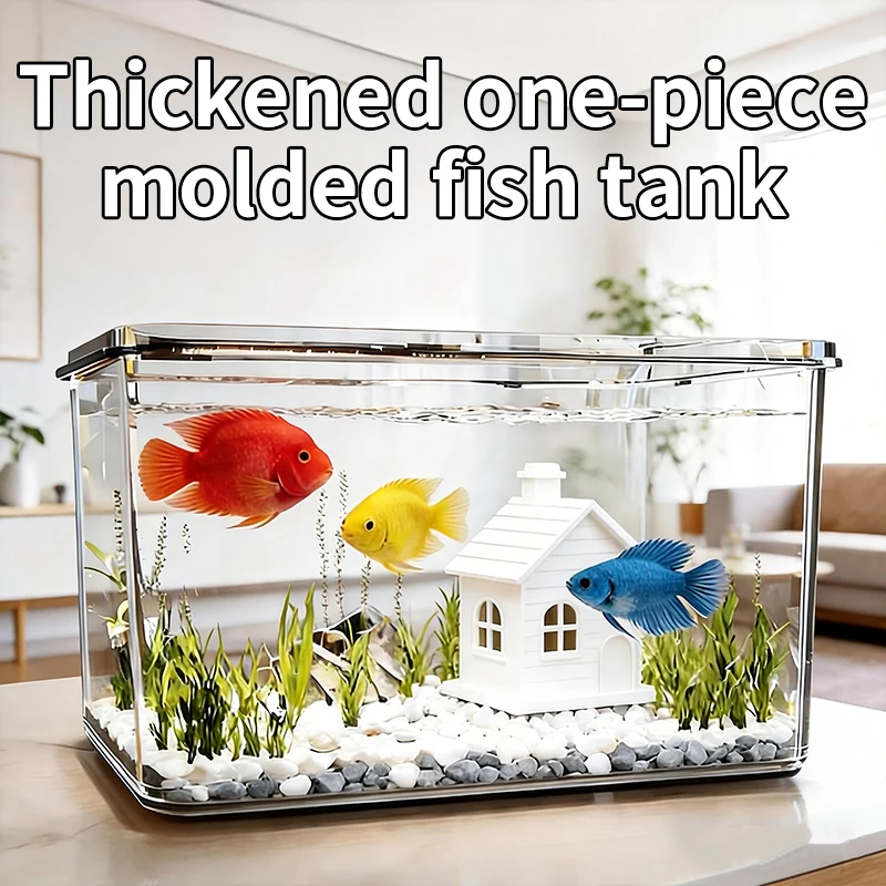 360 °   Pecera de Escritorio PanoramicView, Mini Acuario de Vidrio Transparente, Paisaje Ecológico, Decoración para el Hogar, Caja de Agua para Peces Dorados