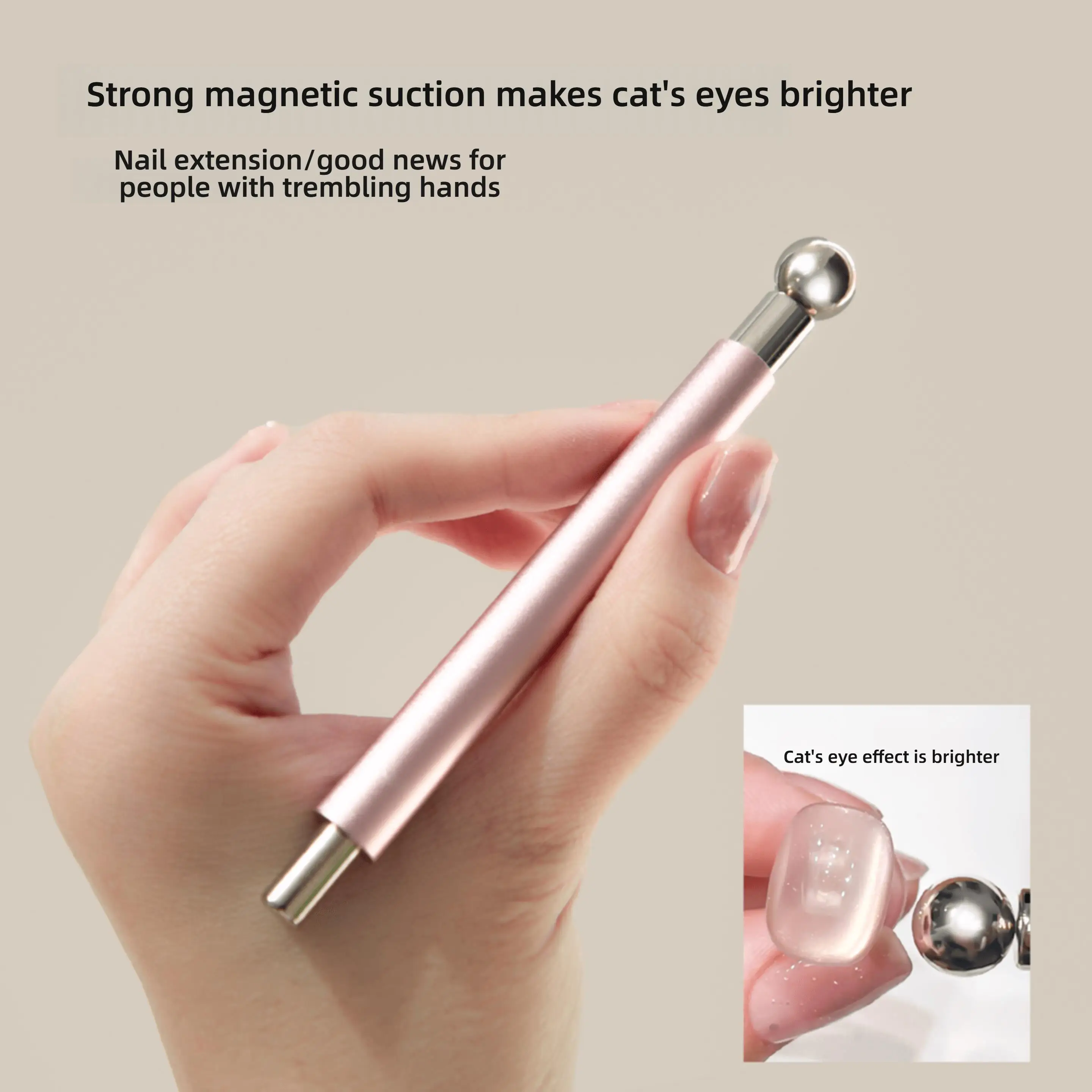 Dual-Head Glass Bead Magnetic Nail Art Pen - Strong Magnet with Detachable Steel Ball