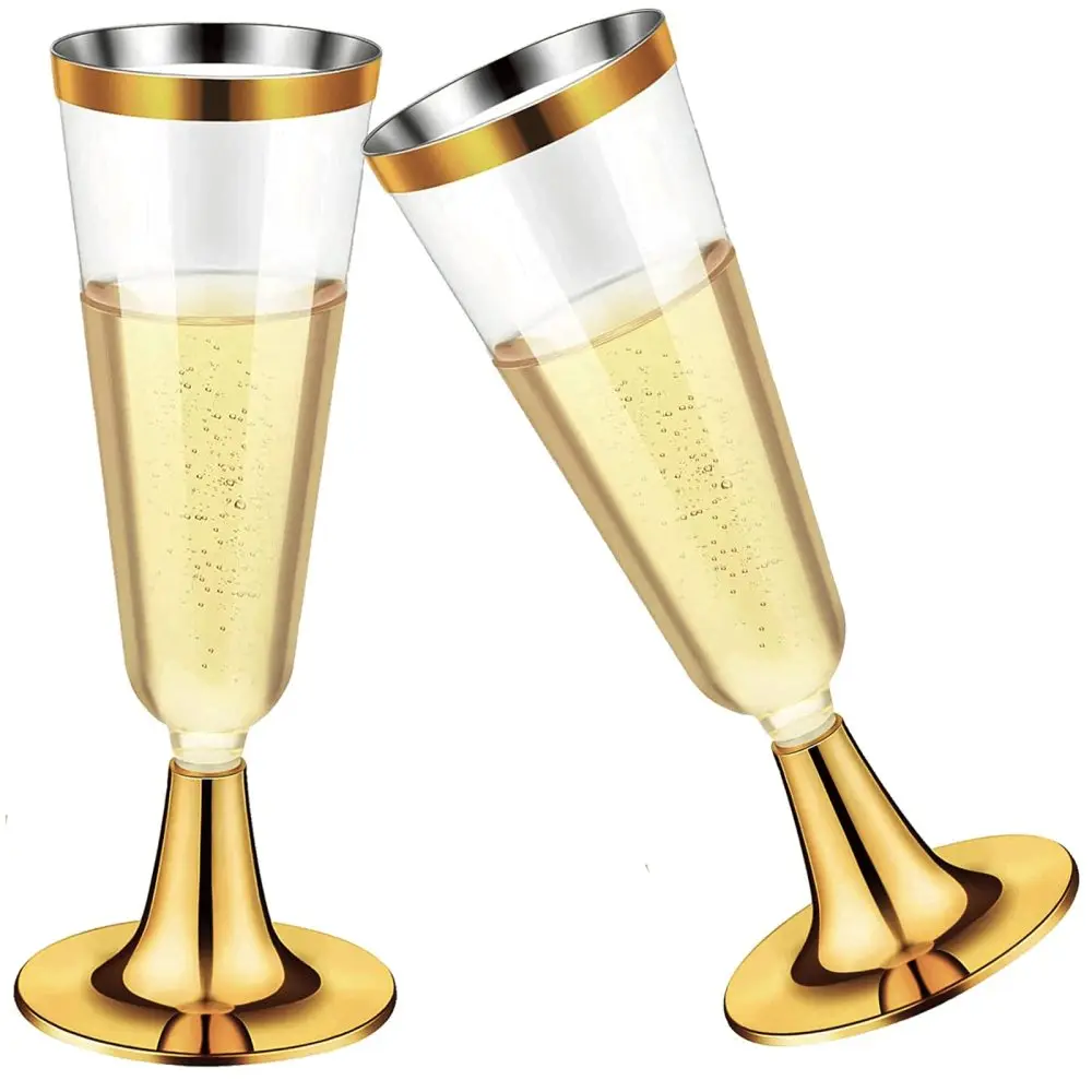 Description Picture 3 of item25pcs Champagne Flutes Plastic Disposable Champagne Glasses Wine Glasses Toasting Champagne Flutes Wedding Party Cocktail Cups