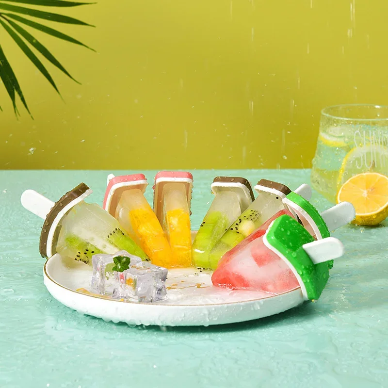 Ice Popsicle Mold With Cover Watermelon Shape Mold DIY Homemade Ice Cream Mold Frozen Juice Milk Kitchen Ice Cream Make Tools
