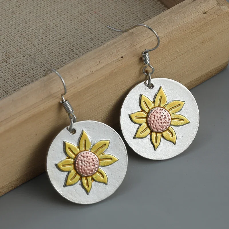 

Women's Sunflower Earrings - Vintage Bohemian Drop Dangle Earrings for Wedding Party Fashion Jewelry Gift