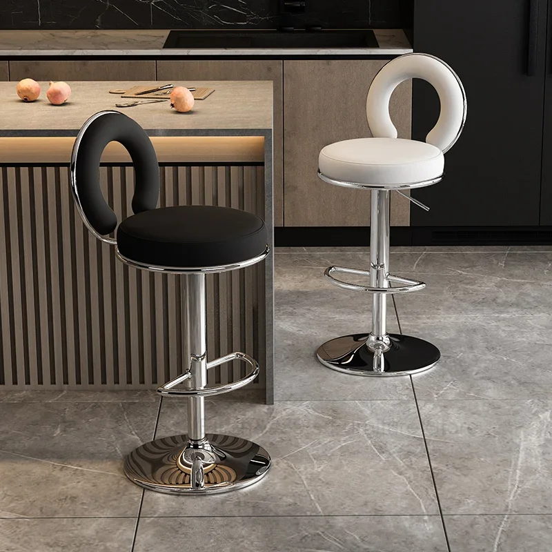 

Modern Swivel Kitchen Counter Stools Reception Luxury Ergonomic Metal Bar Stools Office Breakfast Taburetes De Bar Furniture HY