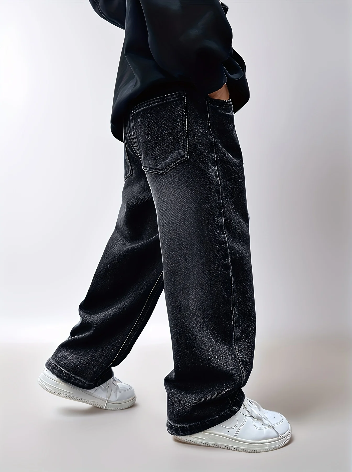 Boy's jeans, boy's all-season loose trendy jeans, street casual hip-hop pants, festival-style pants.Full elastic waistband - 5