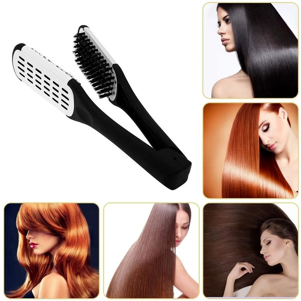 Natural Ceramic Plywood Straightening Comb  Brush Clamp Fibre Styling Hair Care Tools Hair Double Sided Hairdressing backrest for sledge red plywood