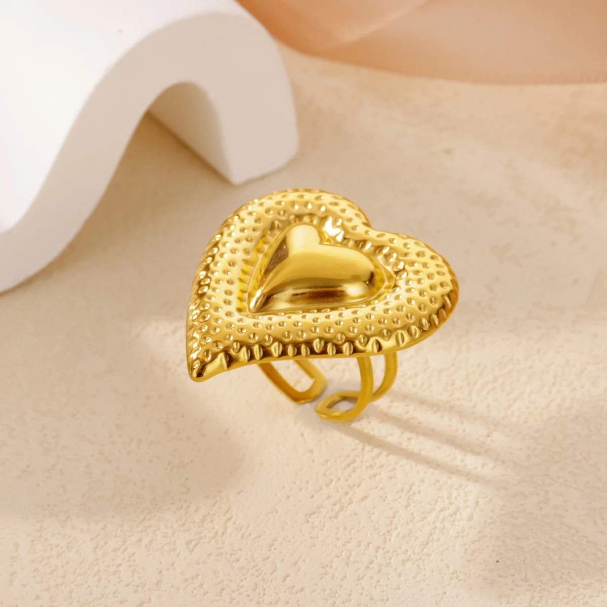 Heart Rings Stainless Steel Gold Women Jewelry Gift