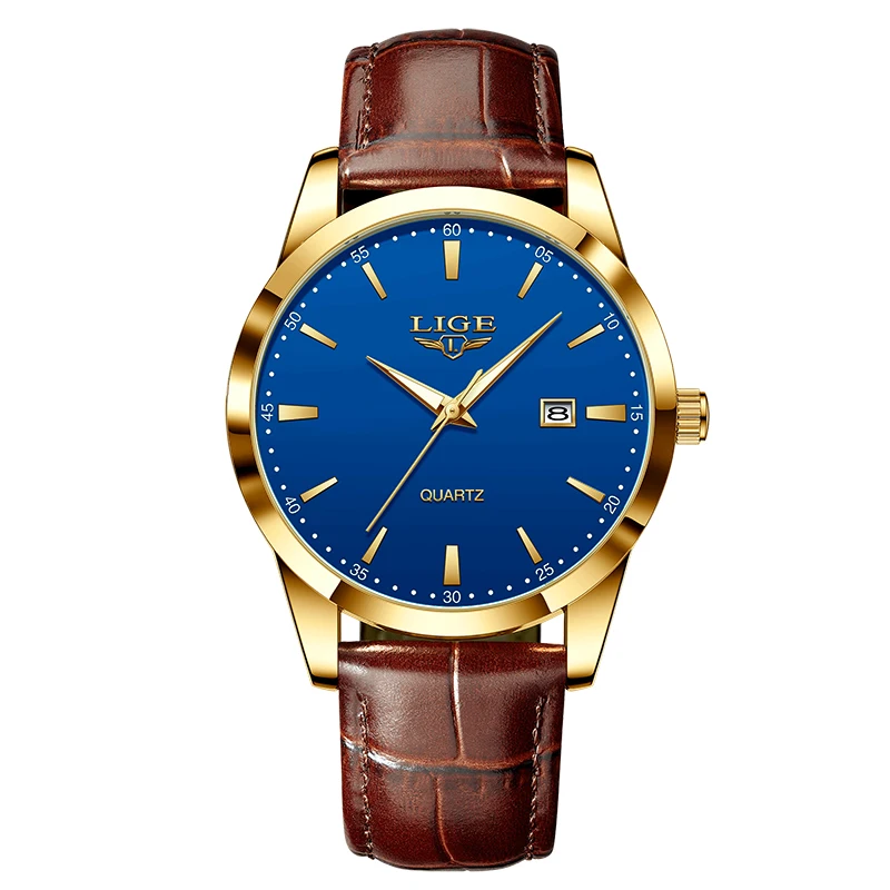 Luxury Brown Leather Men's Quartz Watch - Fashion Business & Outdoor Sport Waterproof Design