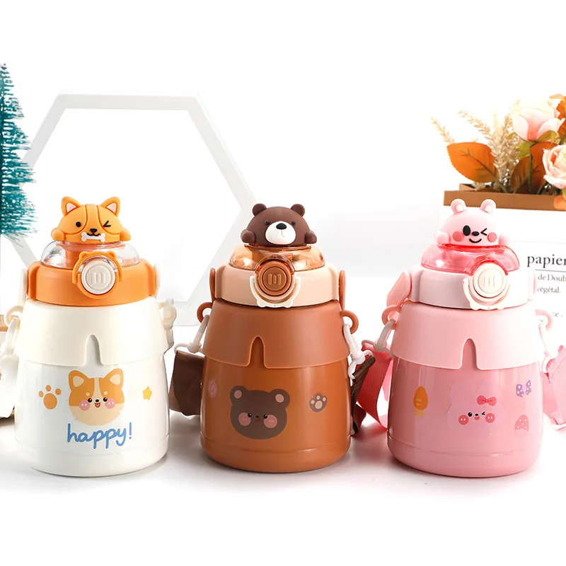 

Cute Kids Water Bottles With Straw For Girls Children's 950ml Large Capacity Kawaii Cartoon Student School Travel Water Cup