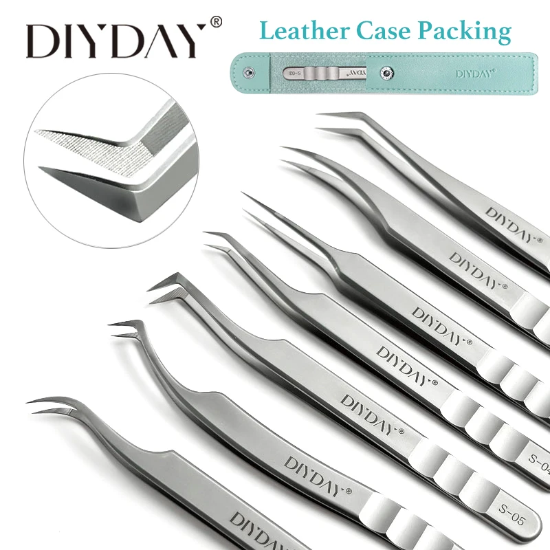DIYDAY Eyelash Extension Tweezers Stainless Steel Eyebrow Precision Tweezers Fiber Tip Volume Isolation Lashes Extension Tweezer Best Sellers In Beauty & Health