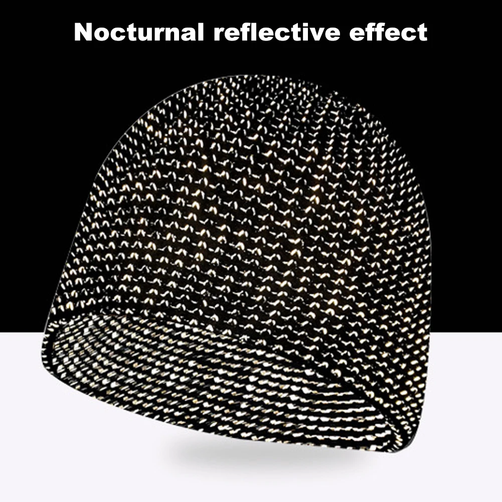 Unisex Knitted Warm Hat High Visibility Noctilucent Reflective Knit Hat Safety Knitted Beanies for Winter Night Walks