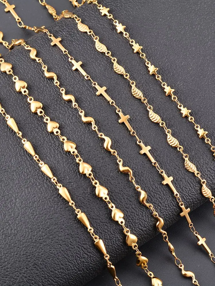 1Pc Länge 18cm-100cm Edelstahl Lange Hand-made Kette Halsketten Für Frauen Silber Farbe Herz halskette Damen Schmuck – Detail 1