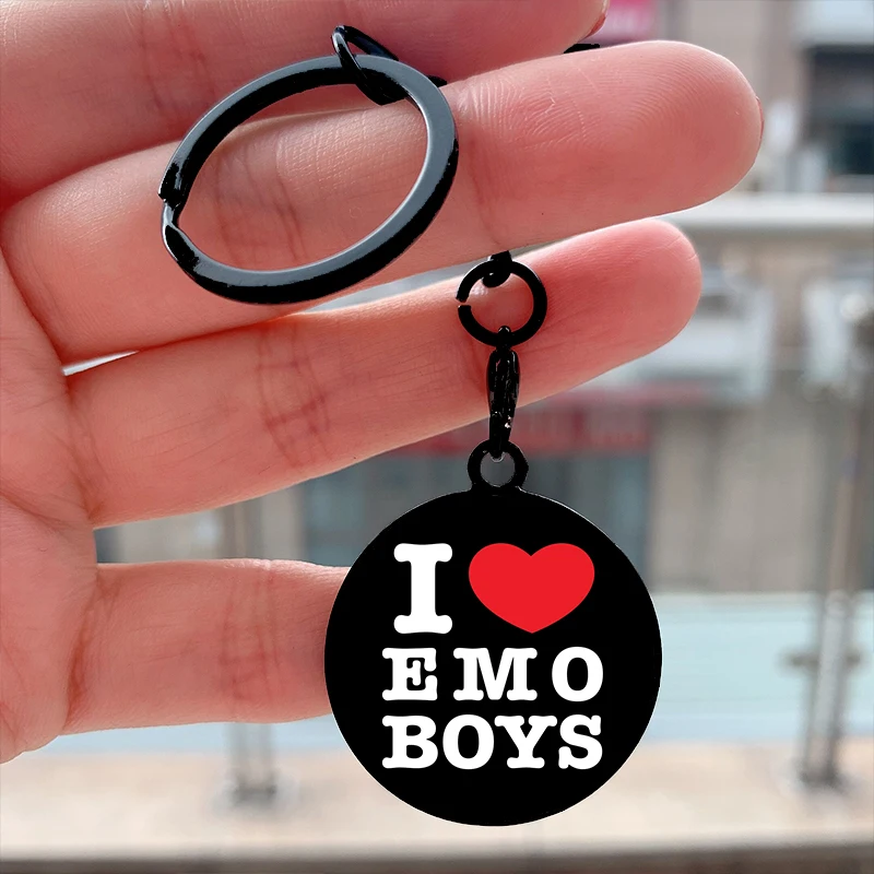 Fashion I Love or Heart Emo Boys Cool Key Tag Motorcycles Cars Backpack Chaveiro Keychain For Friends Key Ring Gifts Accessories