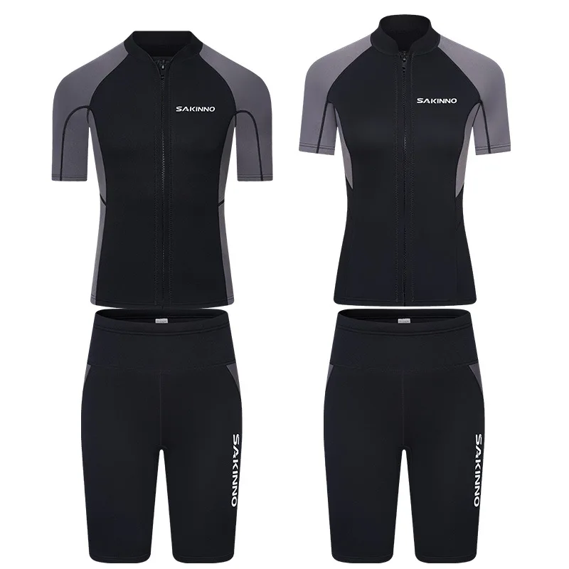 Diving Suits 2MM Short Sleeve Wetsuit Couple Separation Snorkeling Suit Sun Protective for Scuba Diving Snorkeling Surfing Swimming