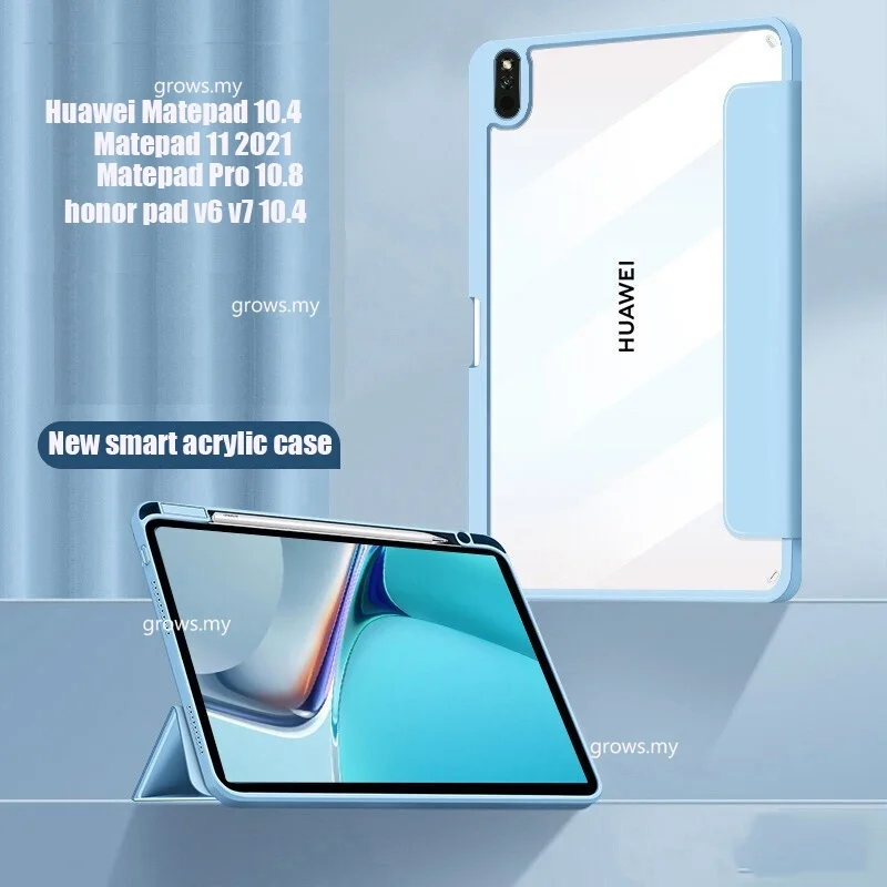 

For Huawei Matepad Pro 13.2 SE 10.4 2022 Matepad Air 11.5 11 Pro 10.8 T10 T10S M6 Smart Leather TPU Soft Edge Acrylic Cover