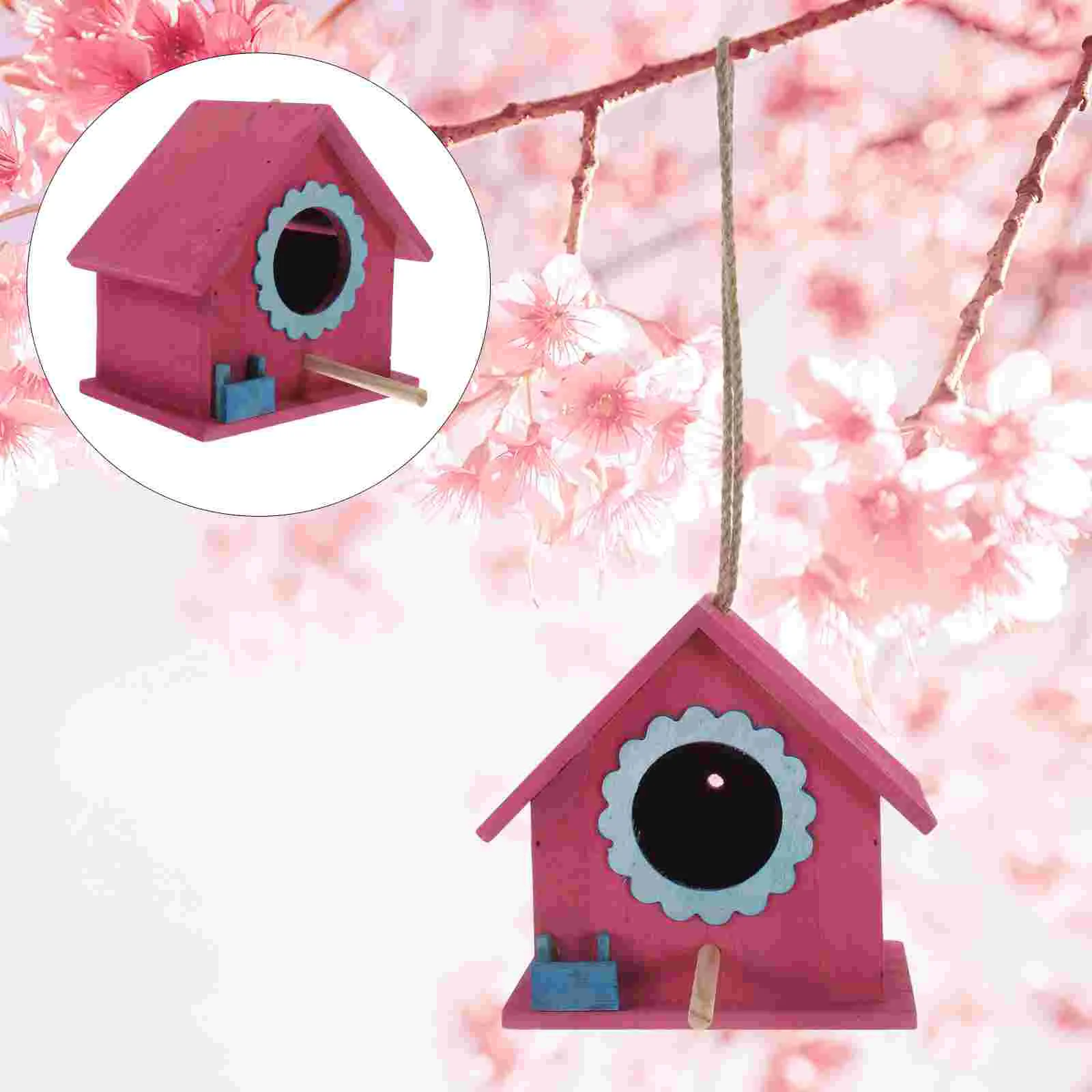 

Wooden Bird House Nest Feeders for Outdoors Hanging Birdhouses outside Plastic Decoration