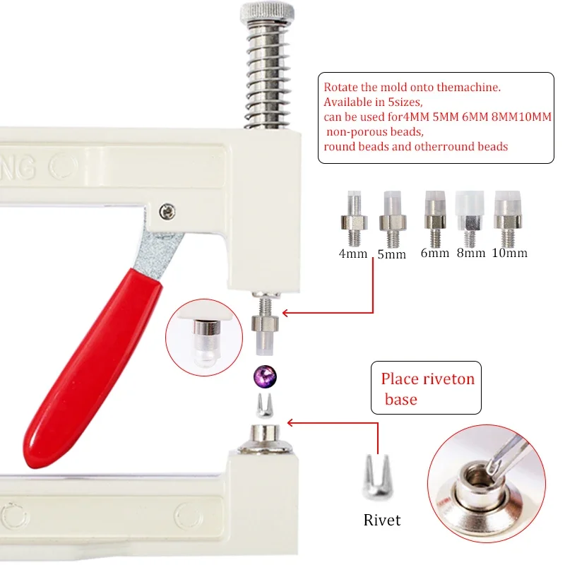 Pearl Setting Machine Tools Manual Punching DIY Handmade Beads Manual Pearl Machine Pearls Rivet Buttons for Hats Shoes Clothes